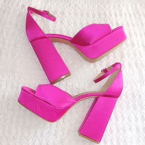 Misguided Hot Pink Chunky Barbie Heels Sz 9